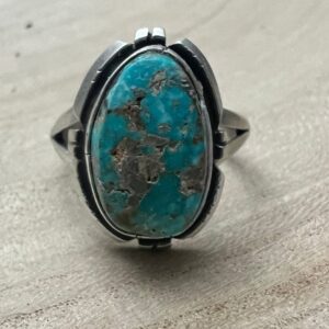 Shop Iowa Randy Billy Navajo Sterling Silver Ring with Royston Turquoise — Size 9.5 (Medium 7/8″ × 5/8″) Randy Billy Navajo Sterling Silver Ring with Royston Turquoise — Size 9.5 (Medium 7/8″ × 5/8″)