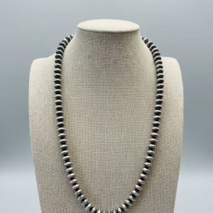 Bryannen Halwood Navajo Saucer Pearl Necklace — 22″ (Handcrafted, Maker’s Stamped)