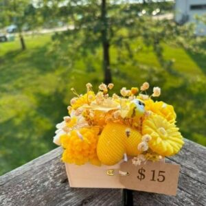 Yellow Floral Candle Arrangement