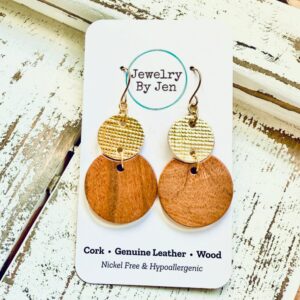 Shop Iowa Round Wood & Gold Earrings Round Wood & Gold Earrings