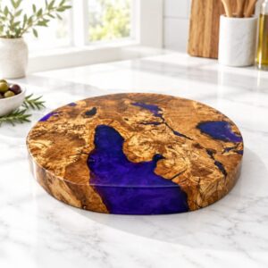 Olivewood Purple Epoxy Charcuterie Board, 15.5 x 2 Inch, Hand Crafted, One of a Kind, SKU 1556