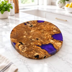 Olivewood Purple Epoxy Charcuterie Board, 11.5×2 Inch, Hand Crafted, One of a Kind, SKU 1557