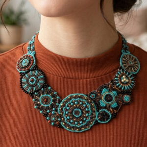 Beaded Light Blue Statement Necklace