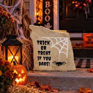 Trick or Treat Spider Engraved Stone