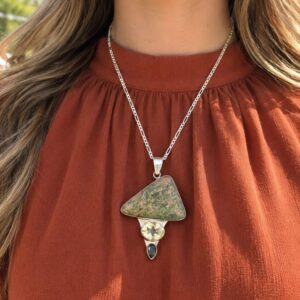 Unakite Statement Necklace with citrine and garnet