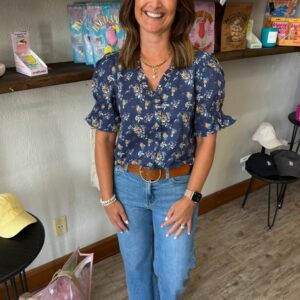 Shop Iowa Tricia Floral Navy Top Tricia Floral Navy Top
