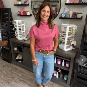Shop Iowa Denise Mauve Pink Mock Neck Top Denise Mauve Pink Mock Neck Top