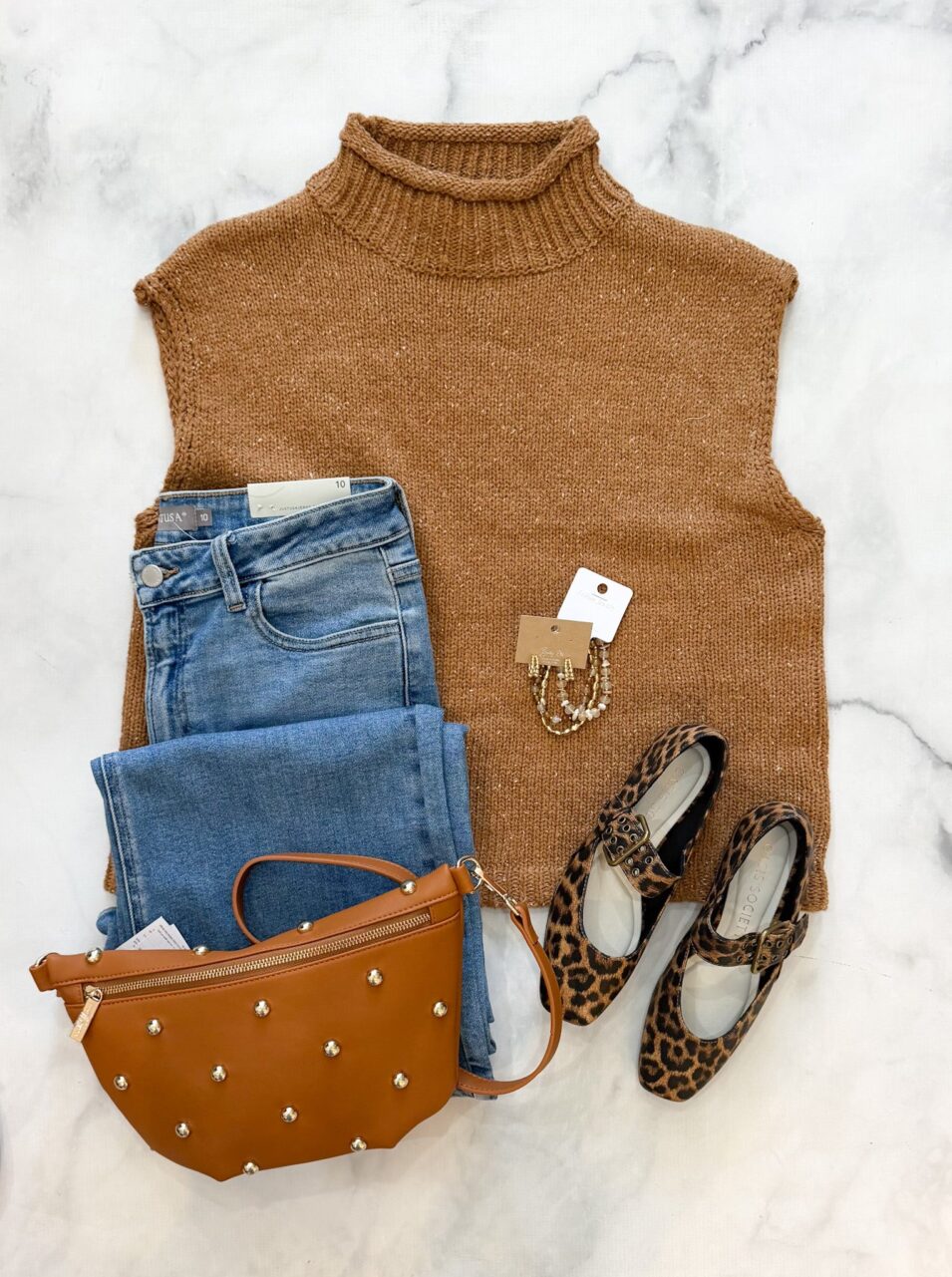 Shop Iowa Linsey Caramel Sleeveless Sweater Linsey Caramel Sleeveless Sweater