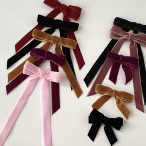 Shop Iowa Paris Velvet Double Bow with Long Tails | Holiday Velvet Bow | Burgundy, Green, Black, Plum, Rose, Gold Paris Velvet Double Bow with Long Tails | Holiday Velvet Bow | Burgundy, Green, Black, Plum, Rose, Gold